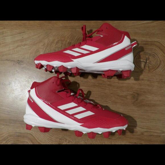 adidas Icon 7 Mid MD Baseball Cleats Red / White S23921 Men's 11.5 - Picture 2 of 7